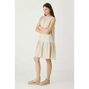 Medicine rochie din in culoarea bej, mini, oversize imagine