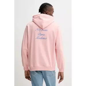 Drôle de Monsieur hanorac de bumbac Le Hoodie Slogan Cursive culoarea roz, cu glugă, cu imprimeu, G-HO168-CO127-LPI imagine