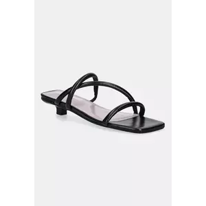 By Far șlapi de piele culoarea negru, toc mic, MWFHO015CL013BK001PL imagine