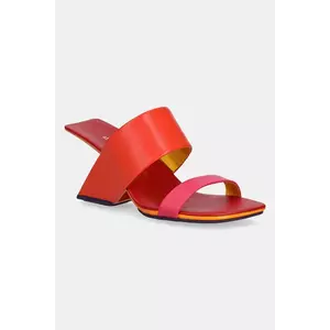 United Nude slapi de piele Loop Hi femei, culoarea portocaliu, cu toc drept, 1000587016 imagine