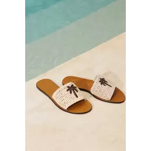Manebi papuci Leather Sandals femei, culoarea alb, Q 5.1 Y0 imagine