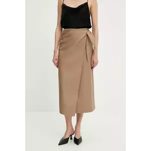 Answear Lab fusta culoarea bej, midi, drept imagine