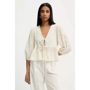 Answear Lab bluza din bumbac culoarea bej, neted imagine