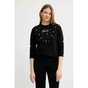 Karl Lagerfeld hanorac de bumbac culoarea negru, cu imprimeu, A2W20077 imagine