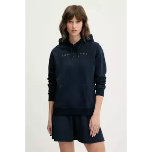 Tommy Jeans bluză culoarea bleumarin, cu glugă, cu imprimeu, DW0DW20304 imagine