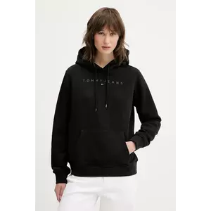 Tommy Jeans bluză culoarea negru, cu glugă, cu imprimeu, DW0DW20304 imagine