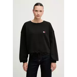 Tommy Jeans hanorac de bumbac culoarea negru, uni, DW0DW21344 imagine