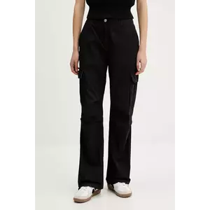 Tommy Jeans pantaloni culoarea negru, lat, high waist, DW0DW20350 imagine