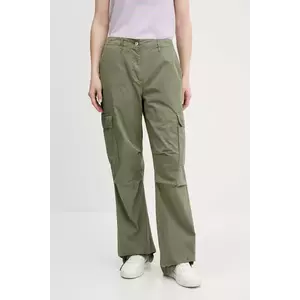 Tommy Jeans pantaloni culoarea verde, lat, high waist, DW0DW20350 imagine
