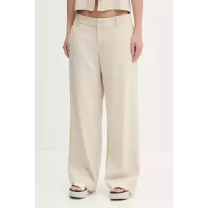 Hollister Co. pantaloni din in culoarea bej, lat, medium waist, KI356-5026 imagine