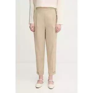 United Colors of Benetton pantaloni culoarea bej, fason tigareta, high waist, 40FADF092 imagine