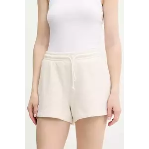 Tommy Jeans pantaloni scurți din bumbac culoarea bej, uni, high waist, DW0DW20353 imagine