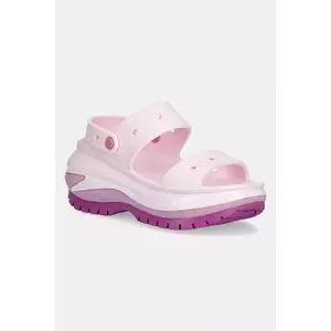 Crocs papuci Classic Mega Crush Sandal culoarea roz, cu platforma, 207989.5BX imagine
