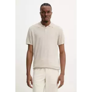 A.P.C. tricou polo din in polo jay culoarea bej, uni, VIAJC.H23315 imagine