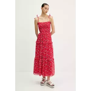 Tommy Jeans rochie culoarea rosu, maxi, evazati, DW0DW20339 imagine