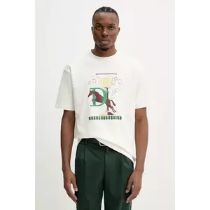 Drôle de Monsieur tricou din bumbac Le T-Shirt Polo culoarea bej, cu imprimeu, G-TS241-CO199-OW imagine