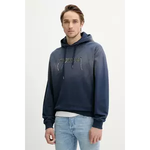 The Kooples hanorac de bumbac culoarea bleumarin, cu glugă, cu imprimeu, HSWE30019K imagine