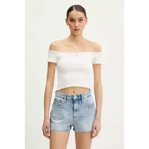Tommy Jeans bluză culoarea alb, uni, DW0DW20238 imagine