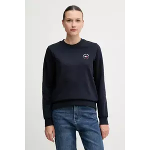 Tommy Jeans hanorac de bumbac culoarea bleumarin, cu imprimeu, DW0DW20639 imagine