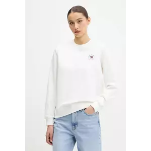 Tommy Jeans hanorac de bumbac culoarea alb, cu imprimeu, DW0DW20639 imagine