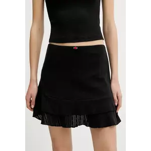 Tommy Jeans fustă din bumbac culoarea negru, mini, evazati, DW0DW20606 imagine