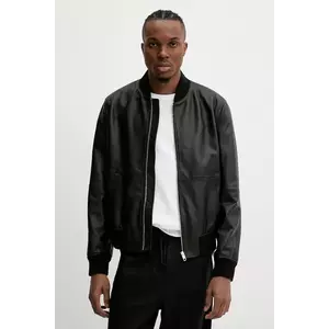 Bally geacă de piele culoarea negru, de tranzitie, MLE054 imagine