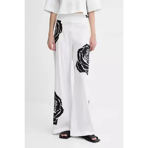 Blugirl Blumarine pantaloni culoarea alb, lat, high waist, RA5042.T2993 imagine