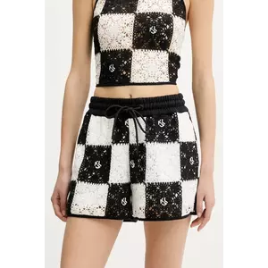 Karl Lagerfeld Jeans pantaloni scurți culoarea negru, cu imprimeu, high waist, A2W10001 imagine