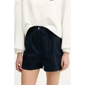 Tommy Jeans pantaloni scurți culoarea bleumarin, uni, high waist, DW0DW21643 imagine