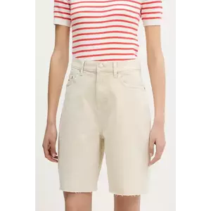 Tommy Jeans pantaloni scurți jeans culoarea bej, uni, high waist, DW0DW21646 imagine