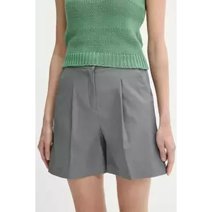 United Colors of Benetton pantaloni scurți culoarea gri, uni, high waist, 40FAD901U imagine