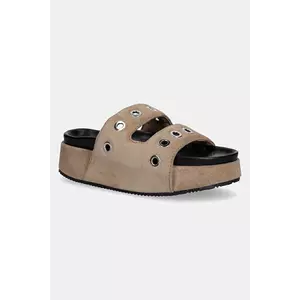 Inuikii papuci din piele Suede Studs culoarea maro, cu platforma, 1004.005.0151.163 / 70103-153 imagine