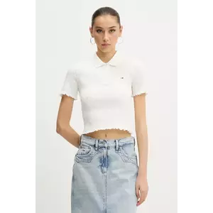 Tommy Jeans tricou polo culoarea alb, DW0DW20296 imagine