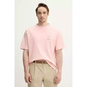 Drôle de Monsieur tricou din bumbac Le T-Shirt Slogan Cursive culoarea roz, cu imprimeu, G-TS209-CO002-LPI imagine