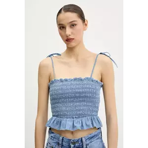 Tommy Jeans top din bumbac uni, DW0DW20284 imagine