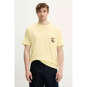 Drôle de Monsieur tricou din bumbac Le T-Shirt Parasol culoarea galben, cu imprimeu, G-TS242-CO165-BAN imagine