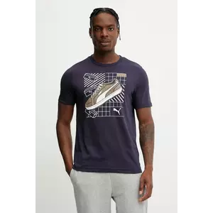 Puma tricou din bumbac GRAPHICS Sneaker culoarea bleumarin, cu imprimeu, 684830 imagine