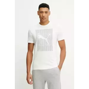 Puma tricou din bumbac culoarea alb, cu imprimeu, 684825 imagine