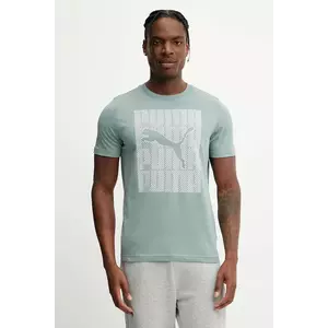 Puma tricou din bumbac culoarea verde, cu imprimeu, 684825 imagine