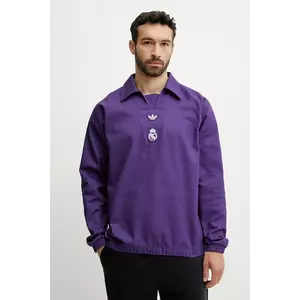 adidas Originals hanorac de bumbac REAL ICON DTOP culoarea violet, cu imprimeu, JF2578 imagine