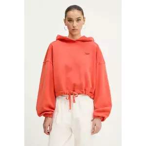 Tommy Jeans hanorac de bumbac culoarea portocaliu, cu glugă, uni, DW0DW20314 imagine