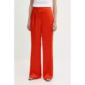 Sisley pantaloni culoarea portocaliu, lat, high waist, 4KANLF06M imagine