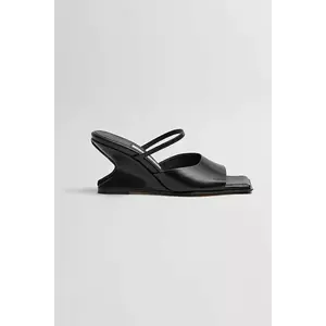 Miista papuci de piele Egle culoarea negru, toc pana, MI_5668 imagine