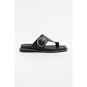 Karl Lagerfeld papuci de piele KLEO culoarea negru, cu toc plat, KL81325 imagine