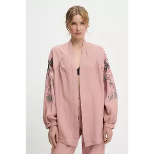sacou culoarea roz, oversize, modelator imagine