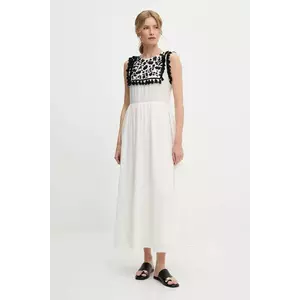 rochie din bumbac culoarea alb, maxi, evazati imagine