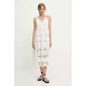 rochie din bumbac culoarea alb, mini, evazati imagine