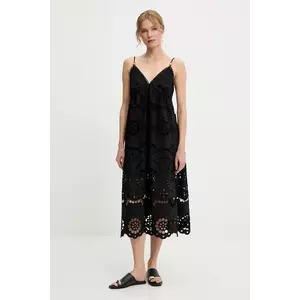 rochie din bumbac culoarea negru, mini, evazati imagine