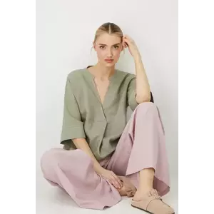 Medicine bluza din in culoarea verde, neted imagine