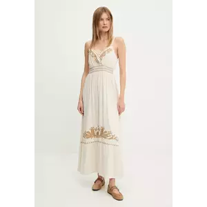 Answear Lab rochie din in culoarea maro, maxi, evazati imagine